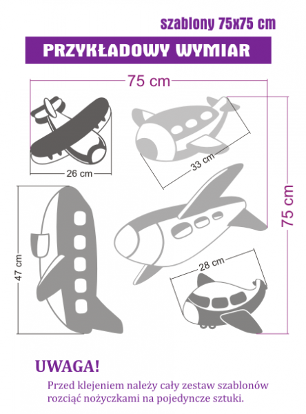 Szablony malarskie na ścianę z samolotami do pokoju dziecięcego dla chłopca