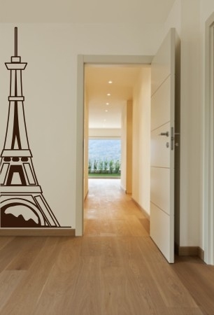 Welurowa naklejka na ścianę lateksową do pokoju wieża eiffla