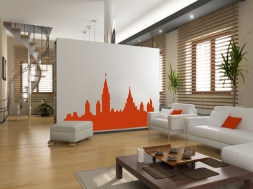 Szablon do malowania na ścianę z panoramą miasta do salonu w różnych kolorach